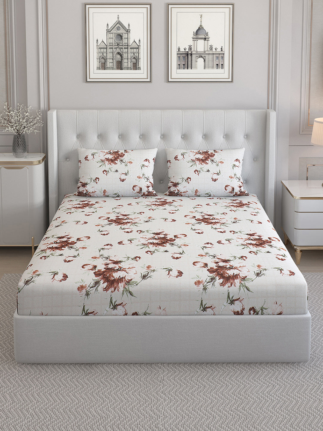 140 TC Cotton Double Bed Bedsheet with 2 Pillow Covers