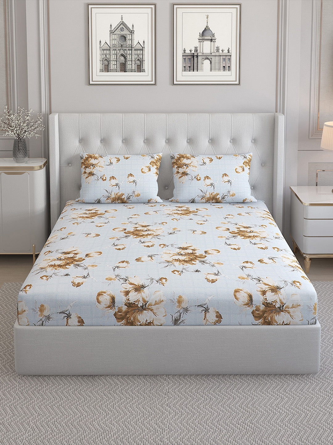 140 TC Cotton Double Bed Bedsheet with 2 Pillow Covers