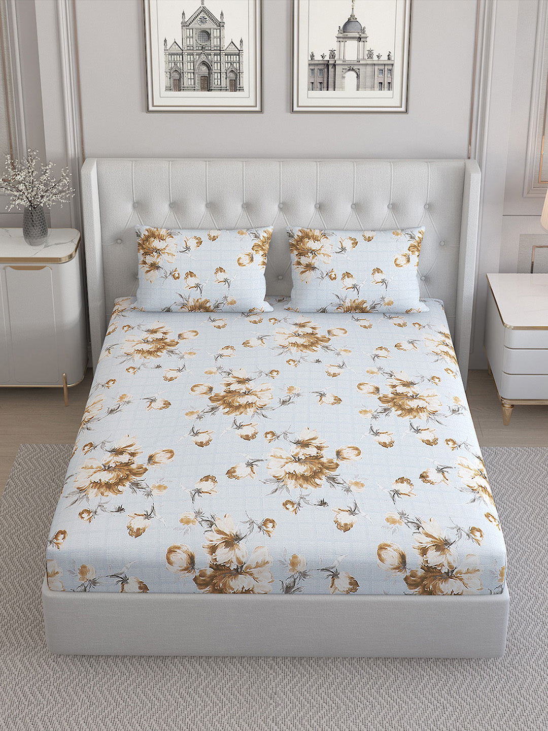 140 TC Cotton Double Bed Bedsheet with 2 Pillow Covers