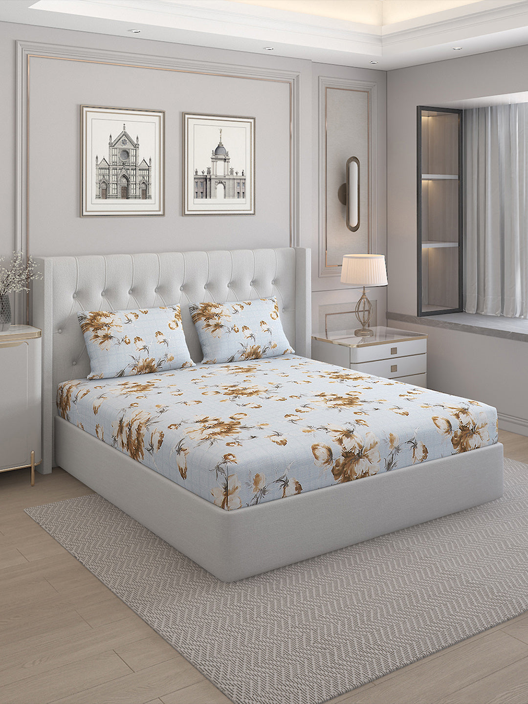 140 TC Cotton Double Bed Bedsheet with 2 Pillow Covers