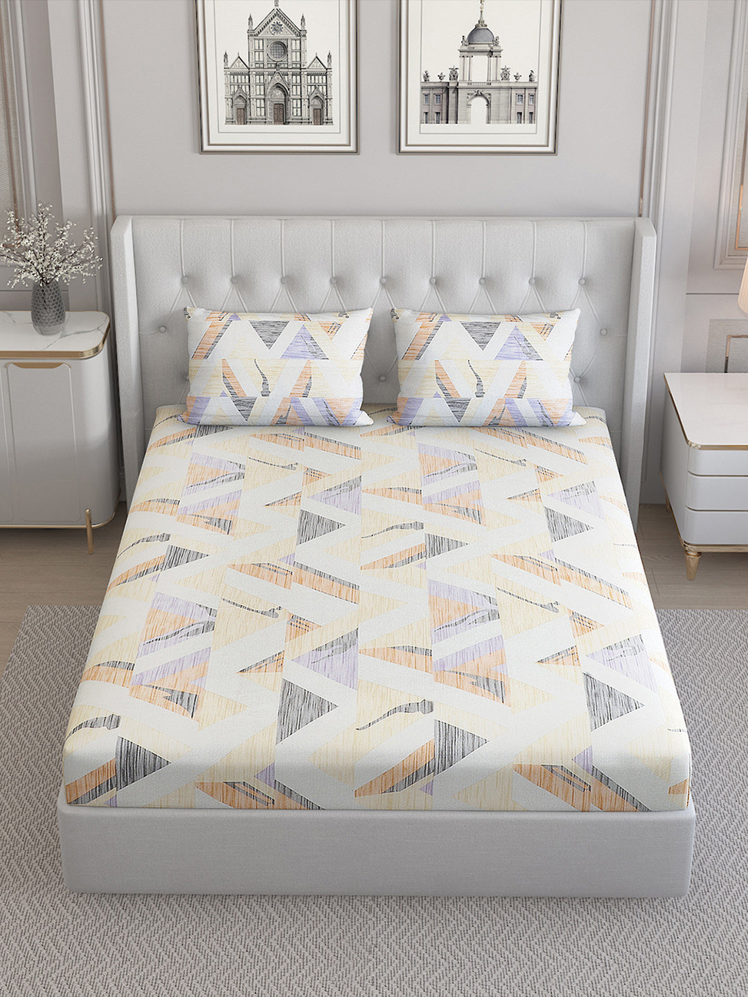 140 TC Cotton Double Bed Bedsheet with 2 Pillow Covers