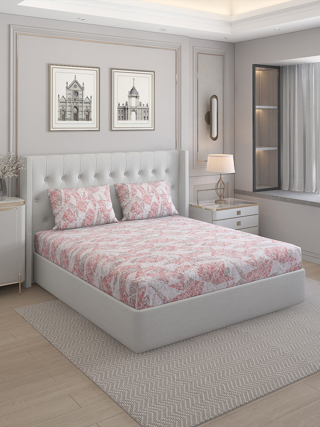 140 TC Cotton Double Bed Bedsheet with 2 Pillow Covers