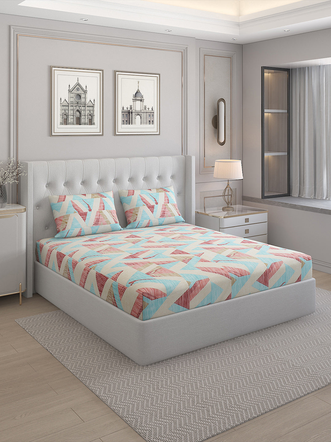 140 TC Cotton Double Bed Bedsheet with 2 Pillow Covers