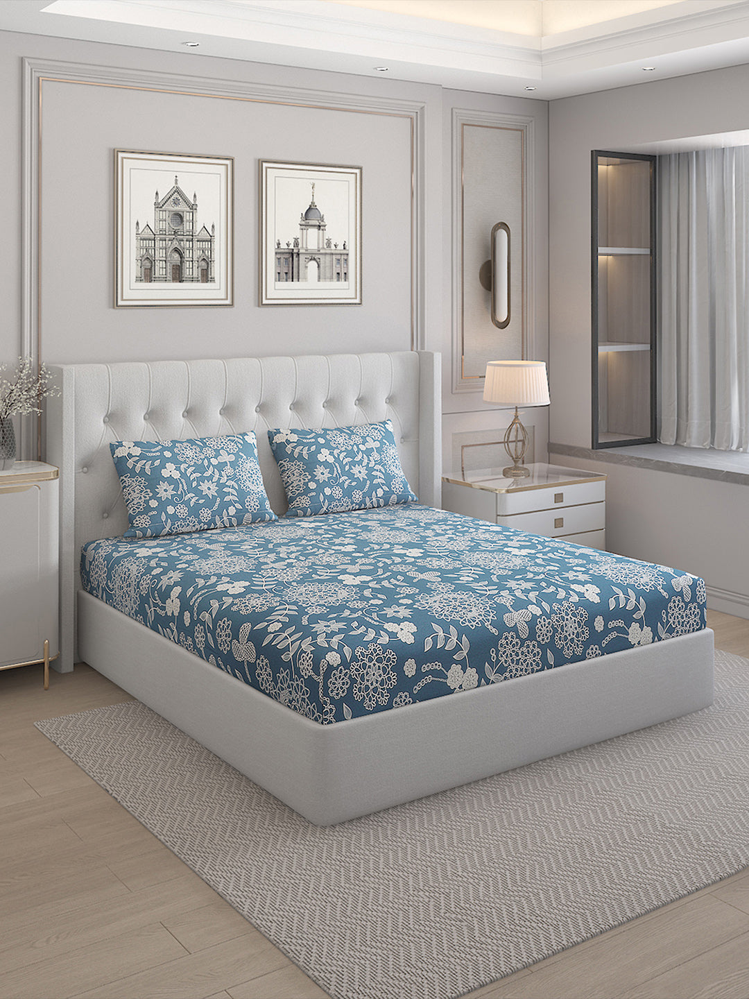 140 TC Cotton Double Bed Bedsheet with 2 Pillow Covers