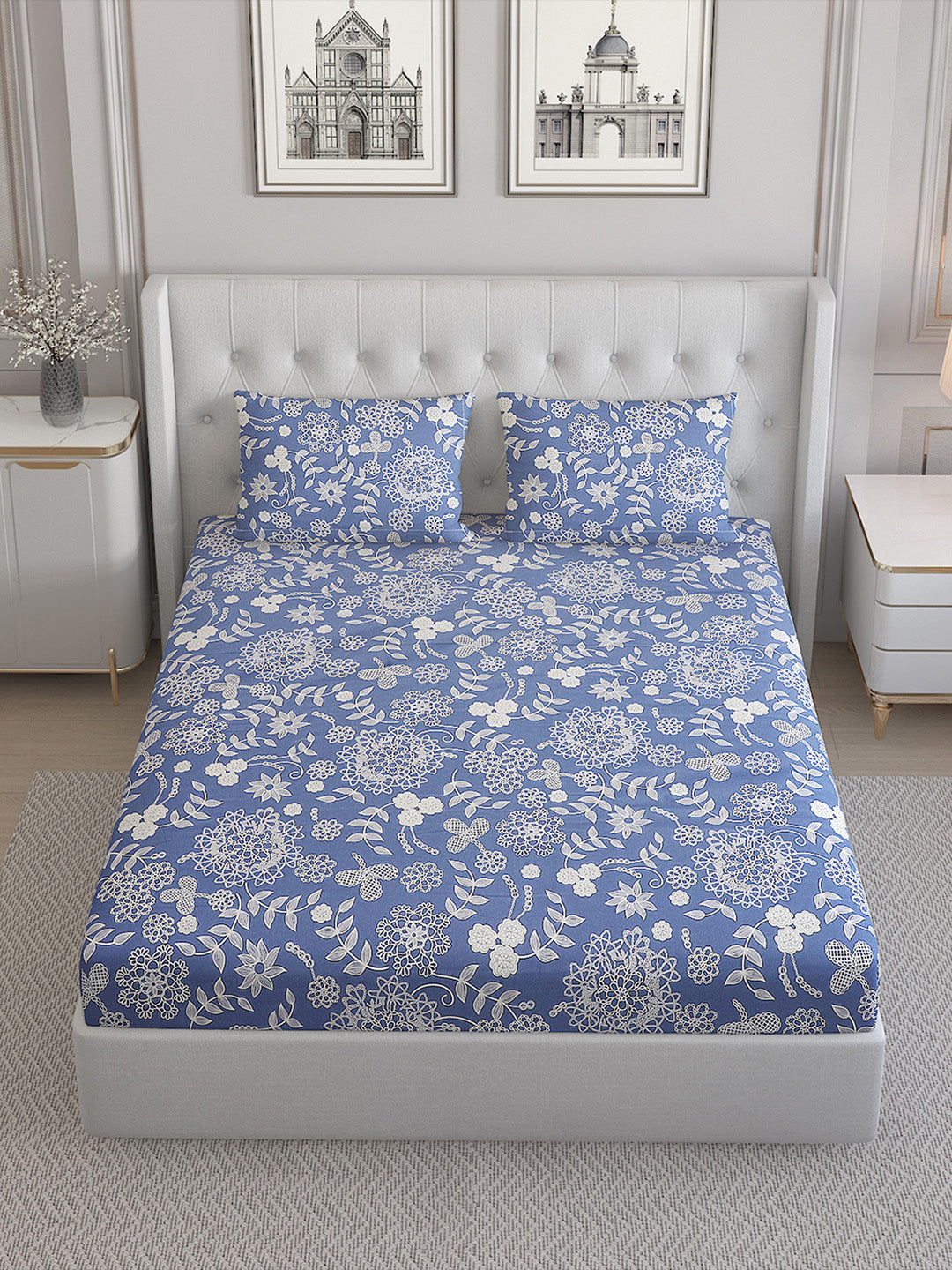 140 TC Cotton Double Bed Bedsheet with 2 Pillow Covers