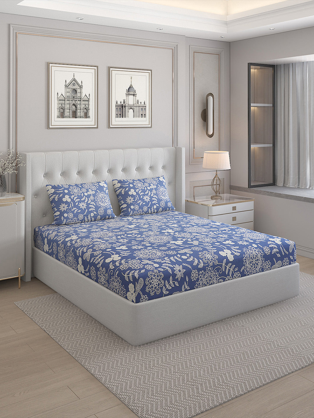 140 TC Cotton Double Bed Bedsheet with 2 Pillow Covers