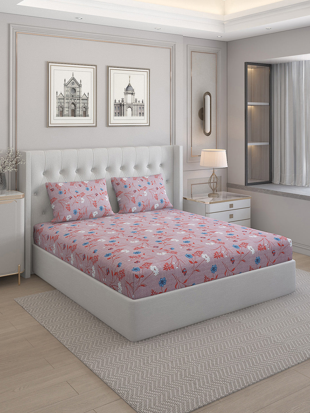 140 TC Cotton Double Bed Bedsheet with 2 Pillow Covers