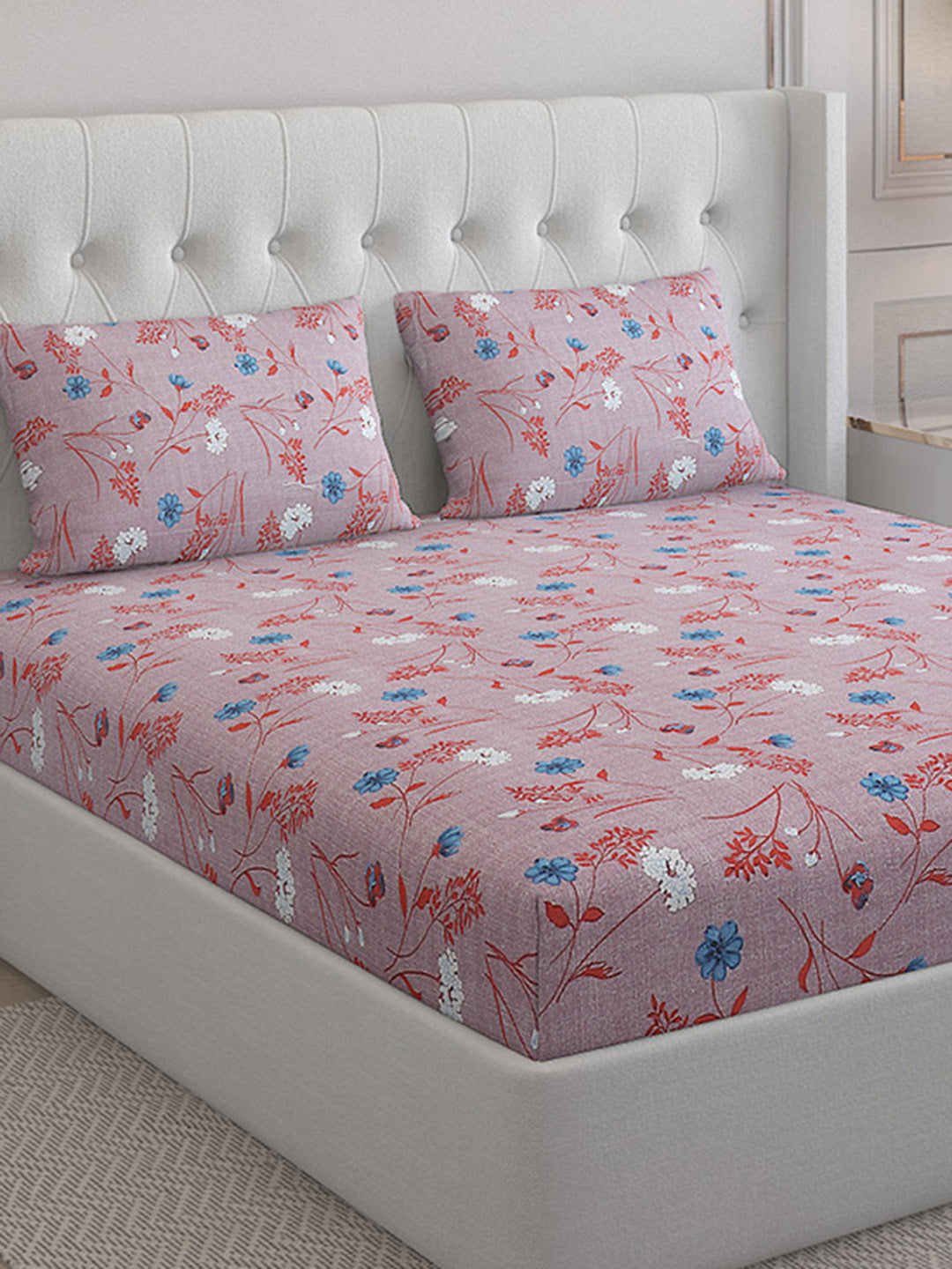 140 TC Cotton Double Bed Bedsheet with 2 Pillow Covers