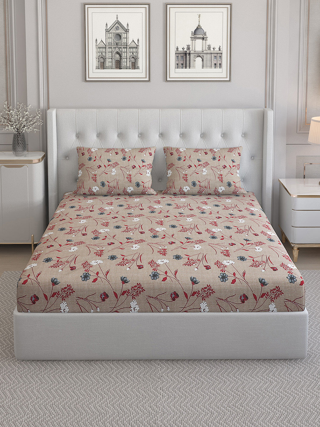 140 TC Cotton Double Bed Bedsheet with 2 Pillow Covers