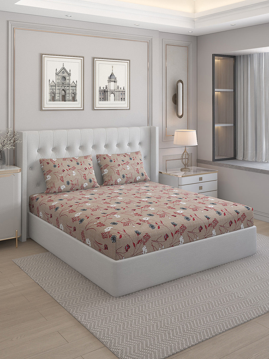 140 TC Cotton Double Bed Bedsheet with 2 Pillow Covers