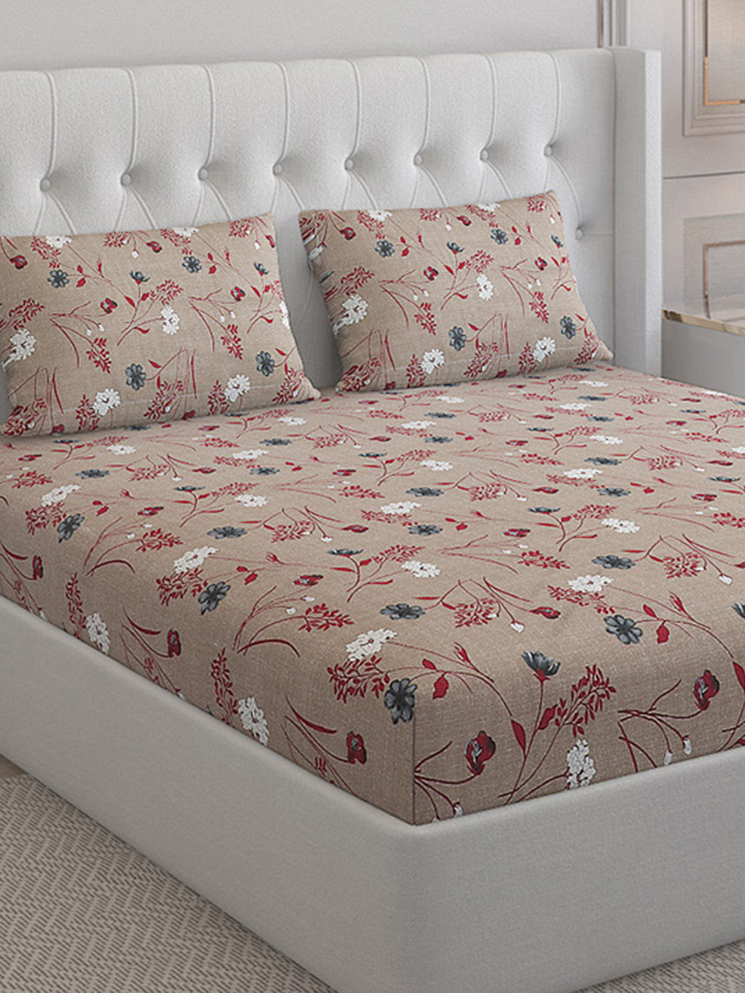 140 TC Cotton Double Bed Bedsheet with 2 Pillow Covers