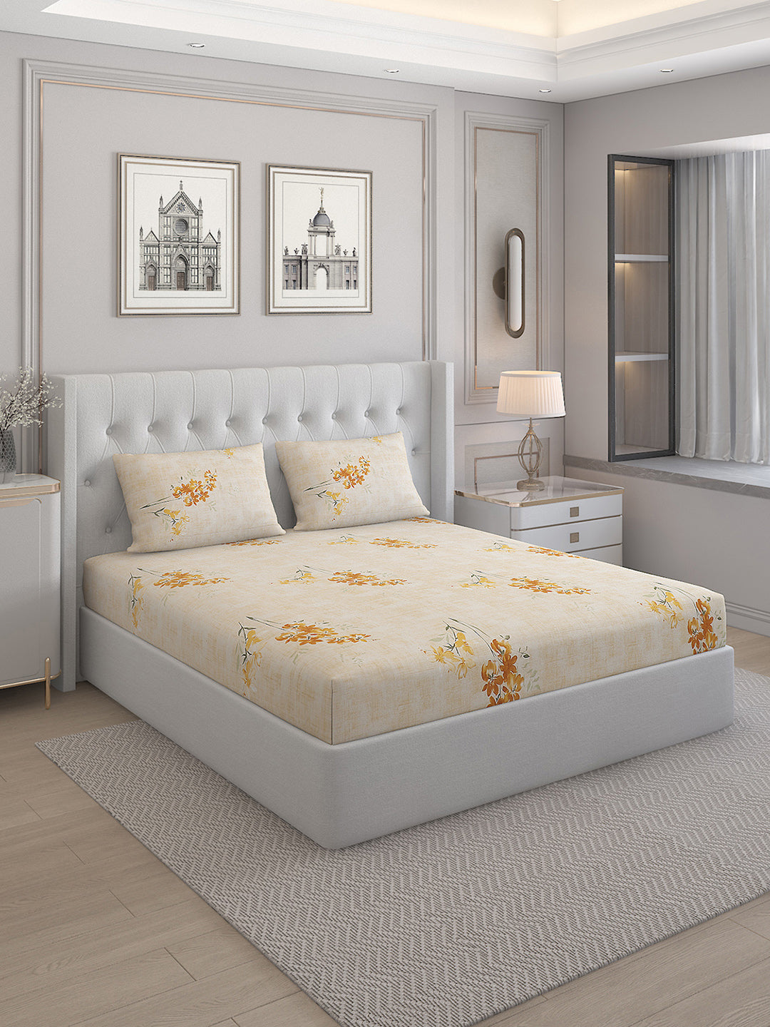 140 TC Cotton Double Bed Bedsheet with 2 Pillow Covers