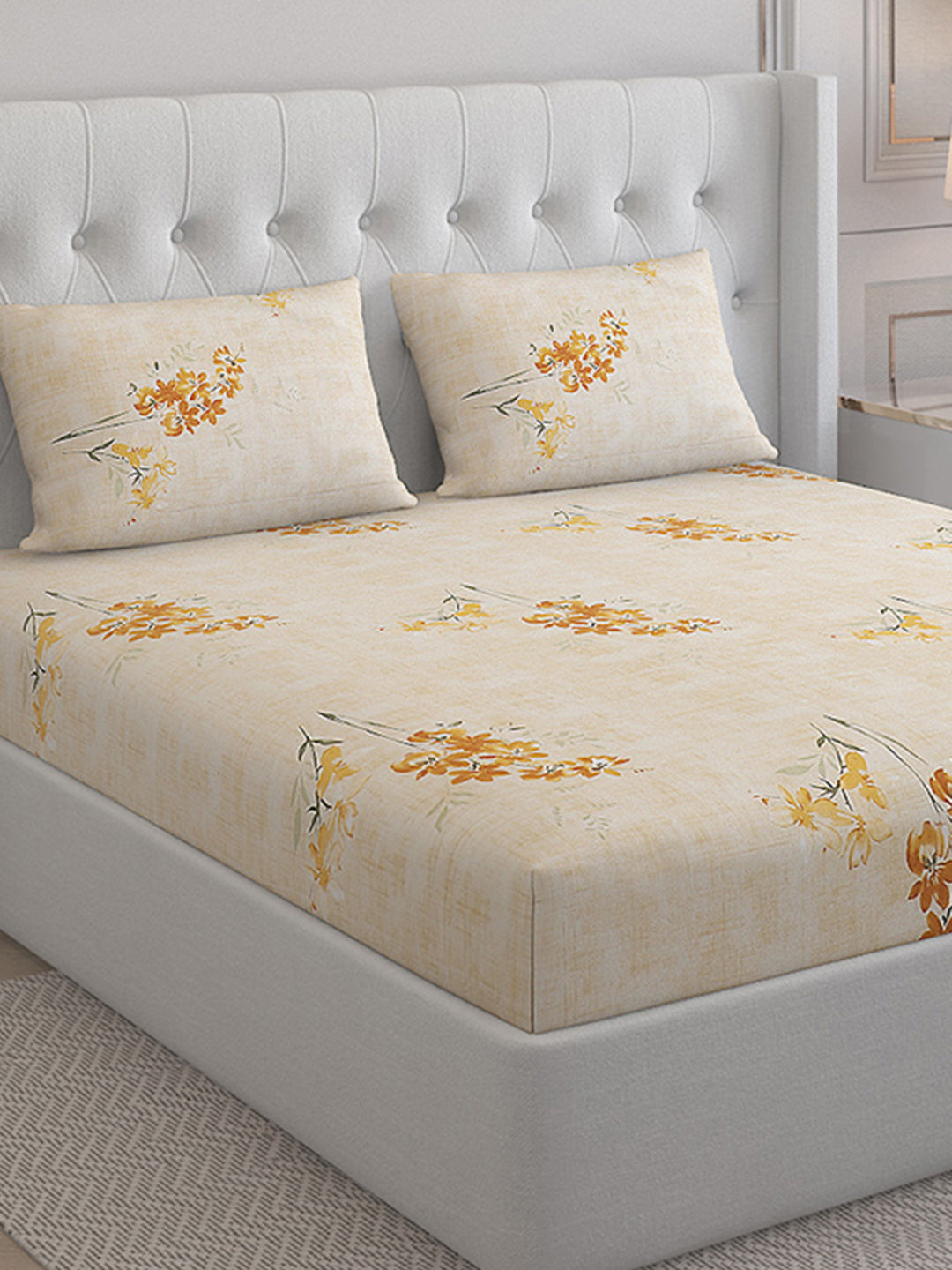 140 TC Cotton Double Bed Bedsheet with 2 Pillow Covers