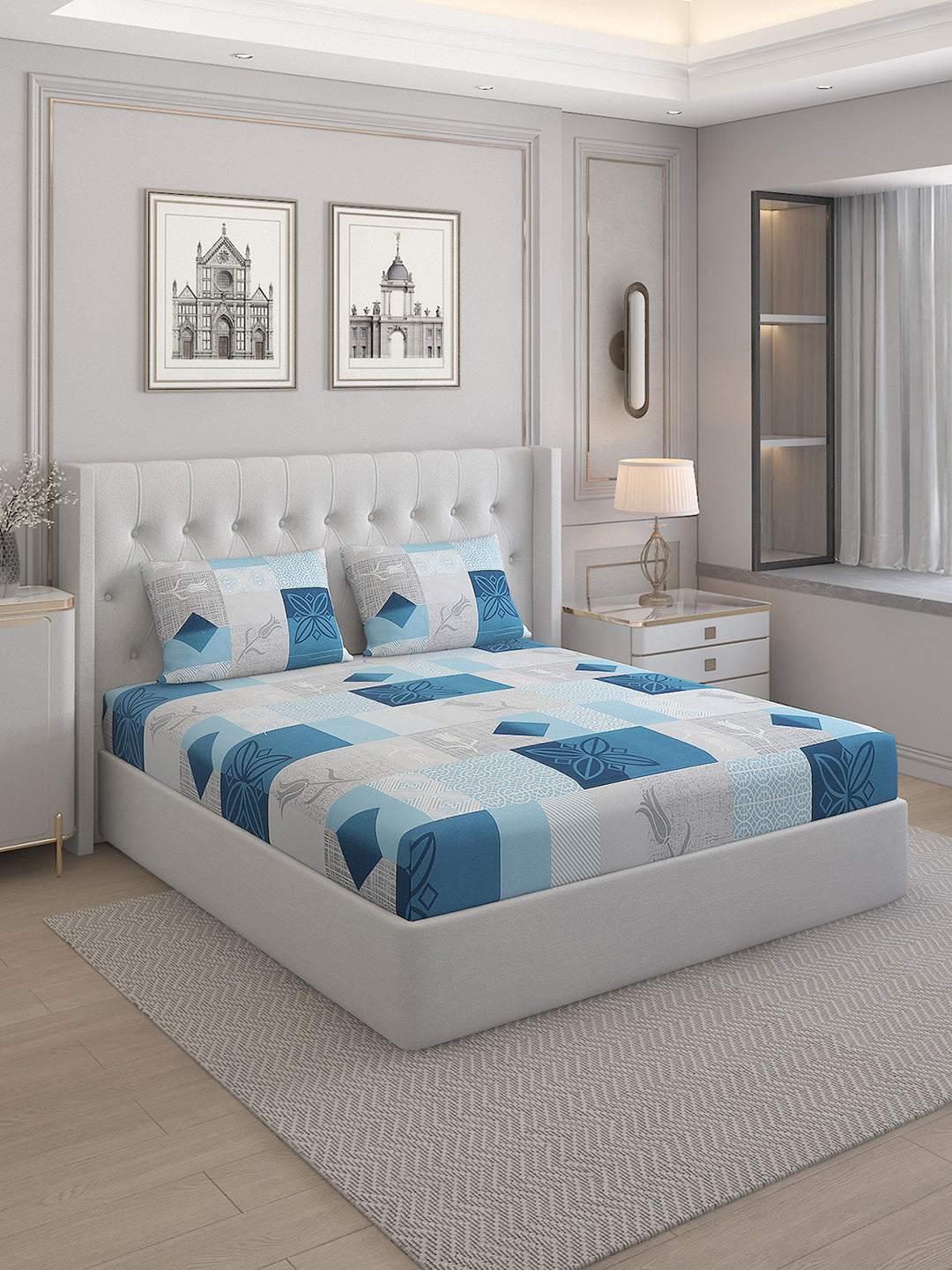 140 TC Cotton Double Bed Bedsheet with 2 Pillow Covers