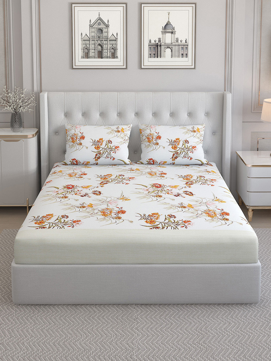 140 TC Cotton Double Bed Bedsheet with 2 Pillow Covers