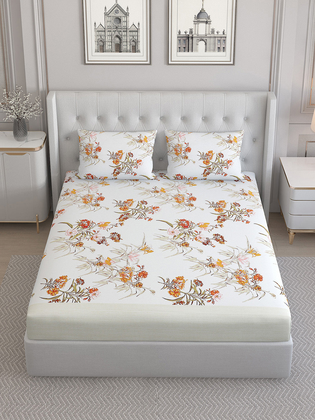 140 TC Cotton Double Bed Bedsheet with 2 Pillow Covers