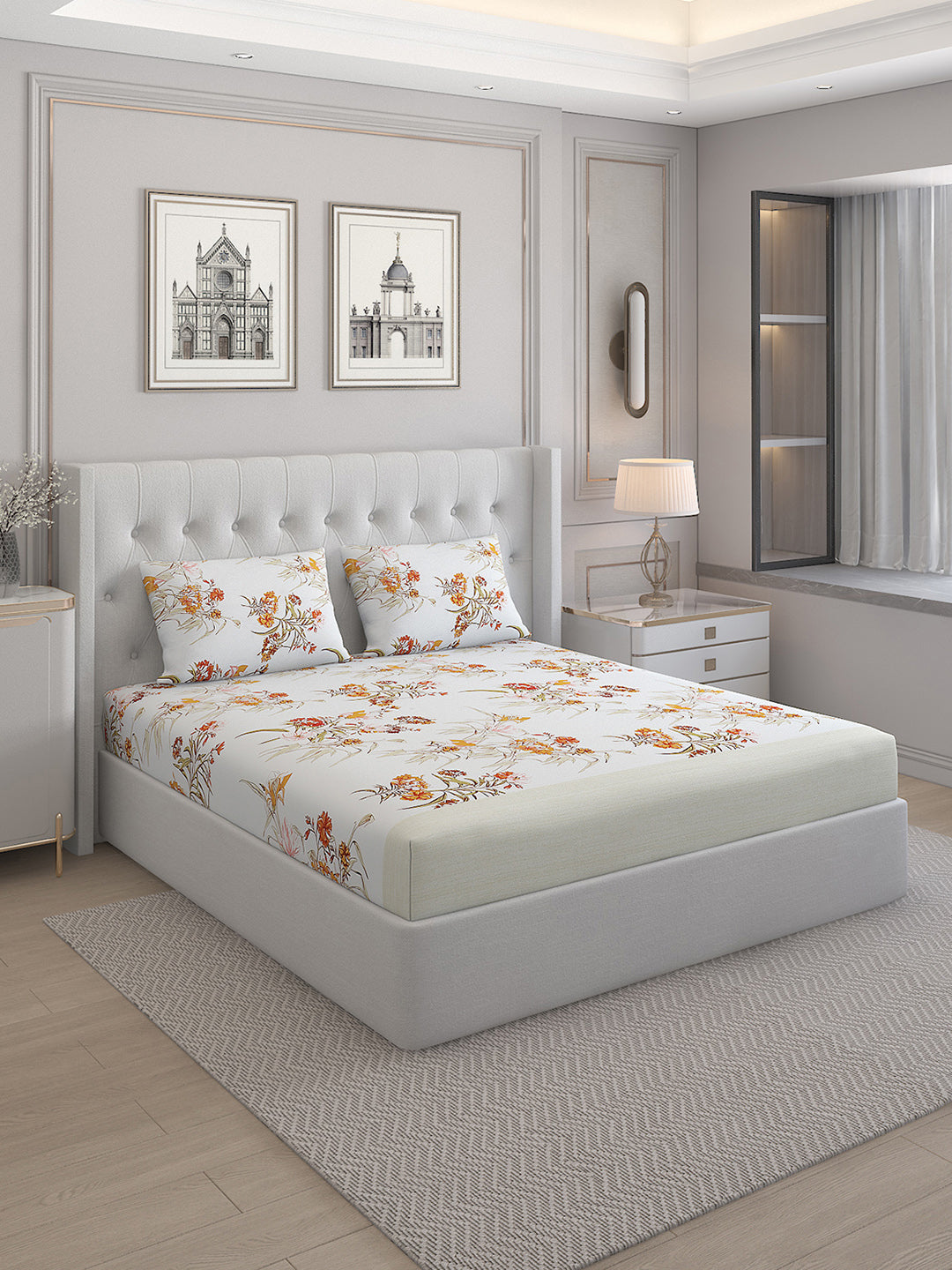 140 TC Cotton Double Bed Bedsheet with 2 Pillow Covers