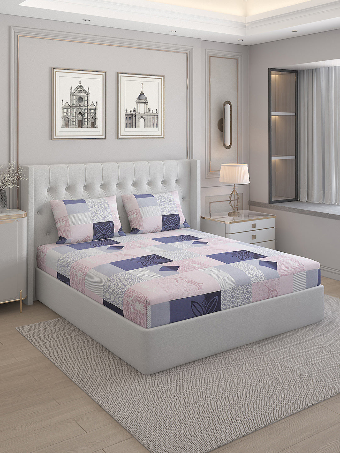 140 TC Cotton Double Bed Bedsheet with 2 Pillow Covers