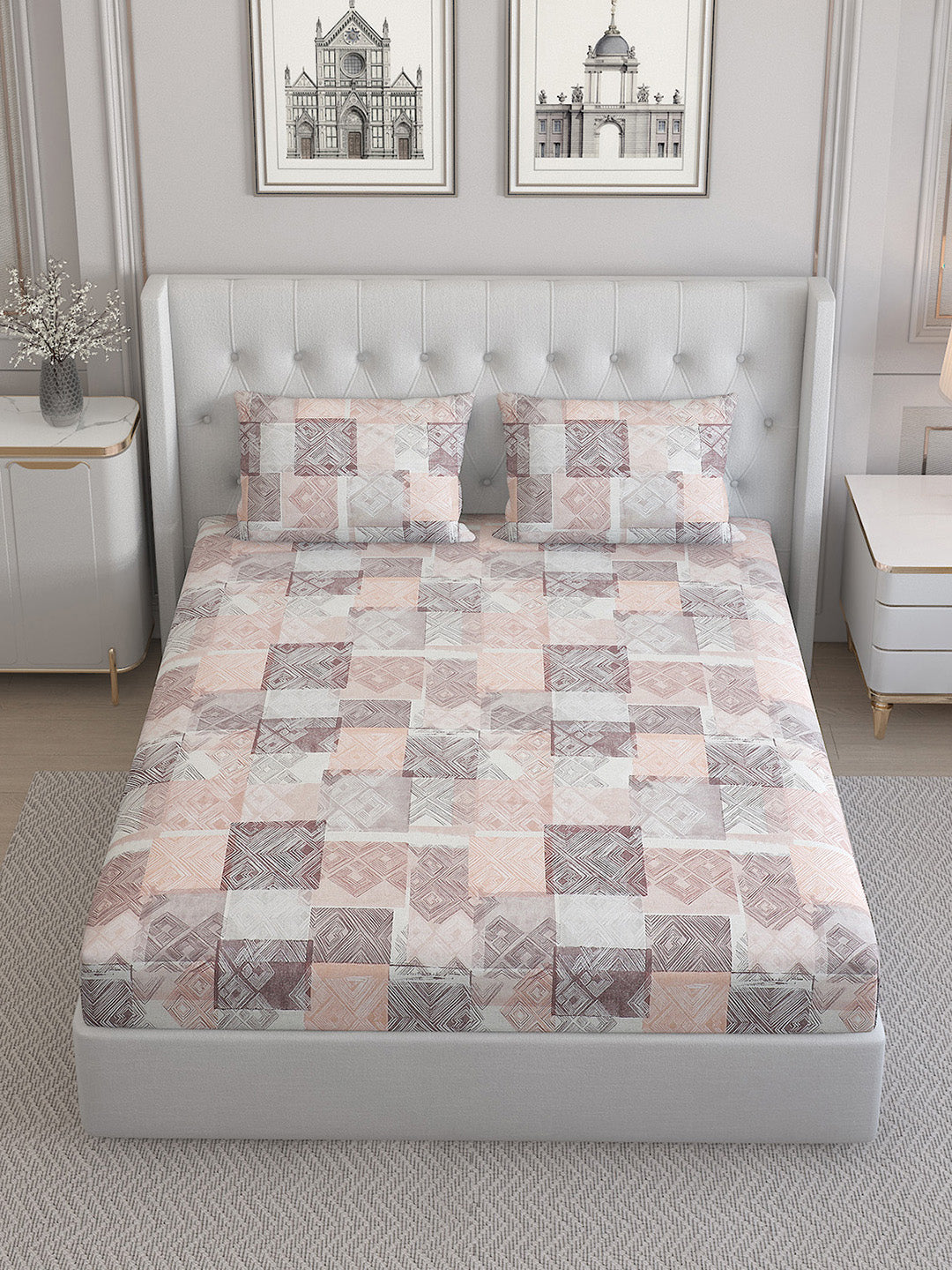 140 TC Cotton Double Bed Bedsheet with 2 Pillow Covers