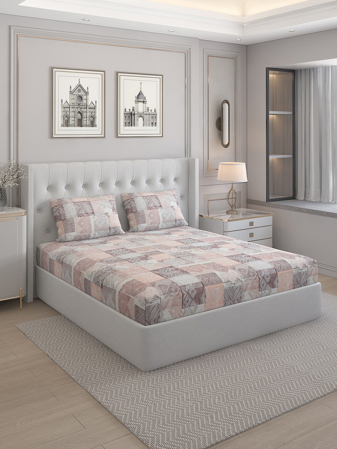 140 TC Cotton Double Bed Bedsheet with 2 Pillow Covers