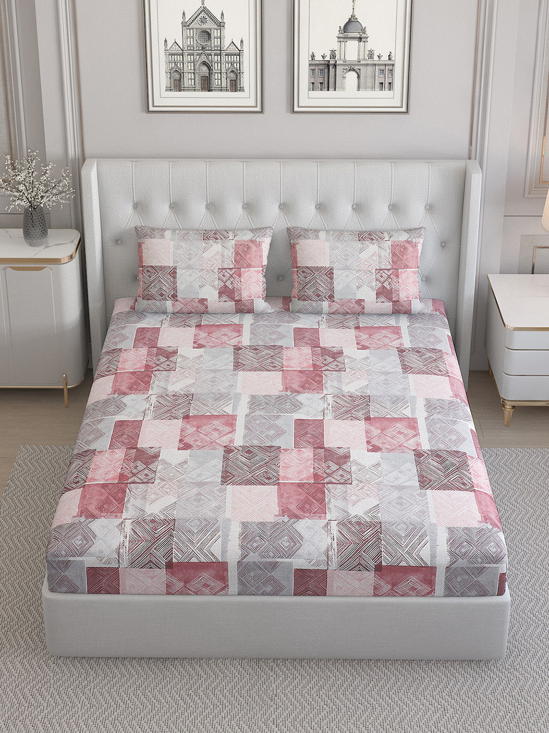 140 TC Cotton Double Bed Bedsheet with 2 Pillow Covers