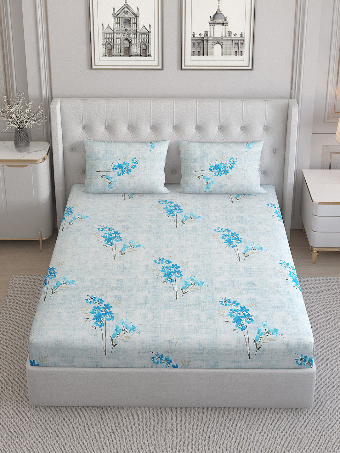 140 TC Cotton Double Bed Bedsheet with 2 Pillow Covers