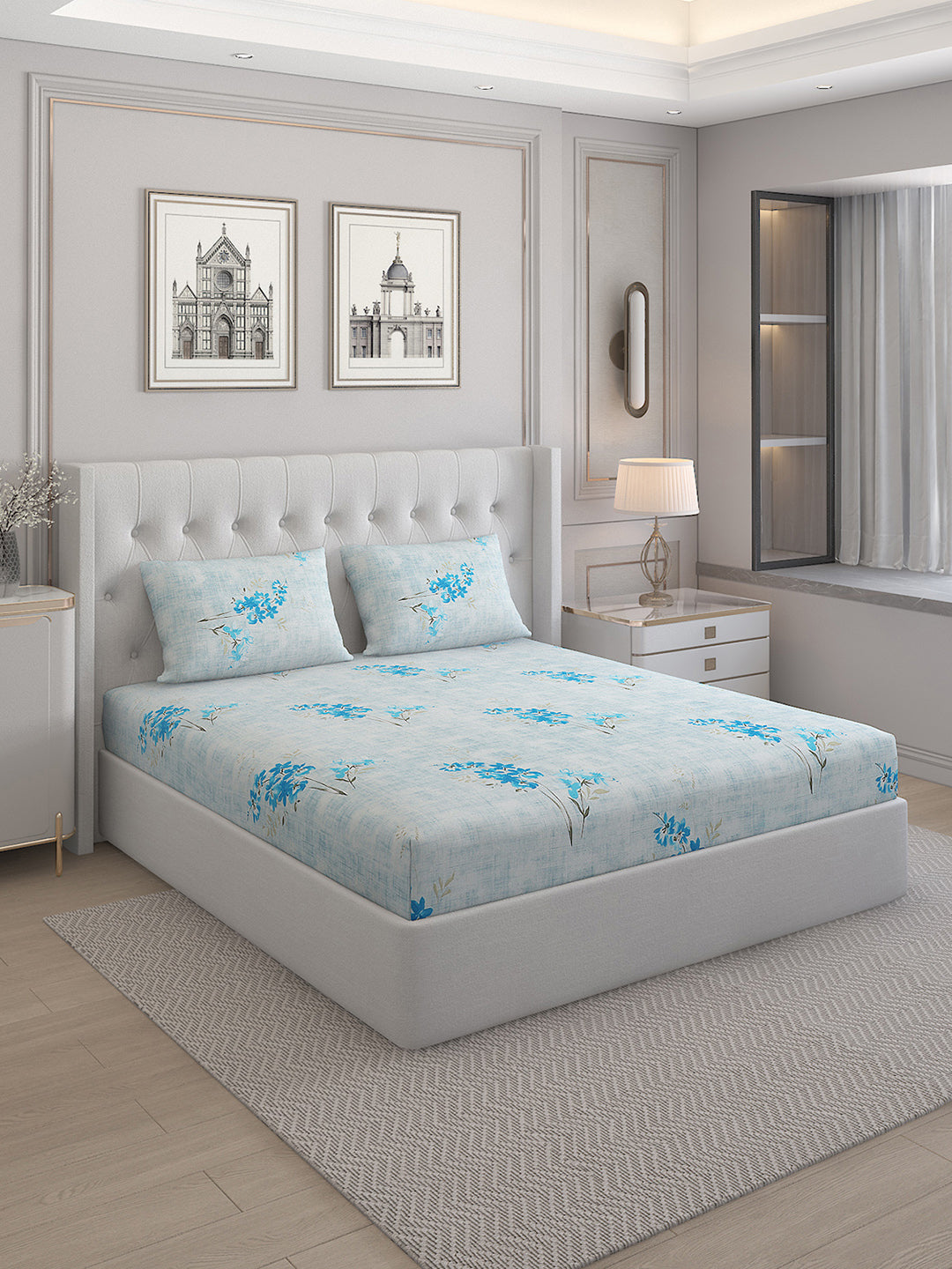 140 TC Cotton Double Bed Bedsheet with 2 Pillow Covers