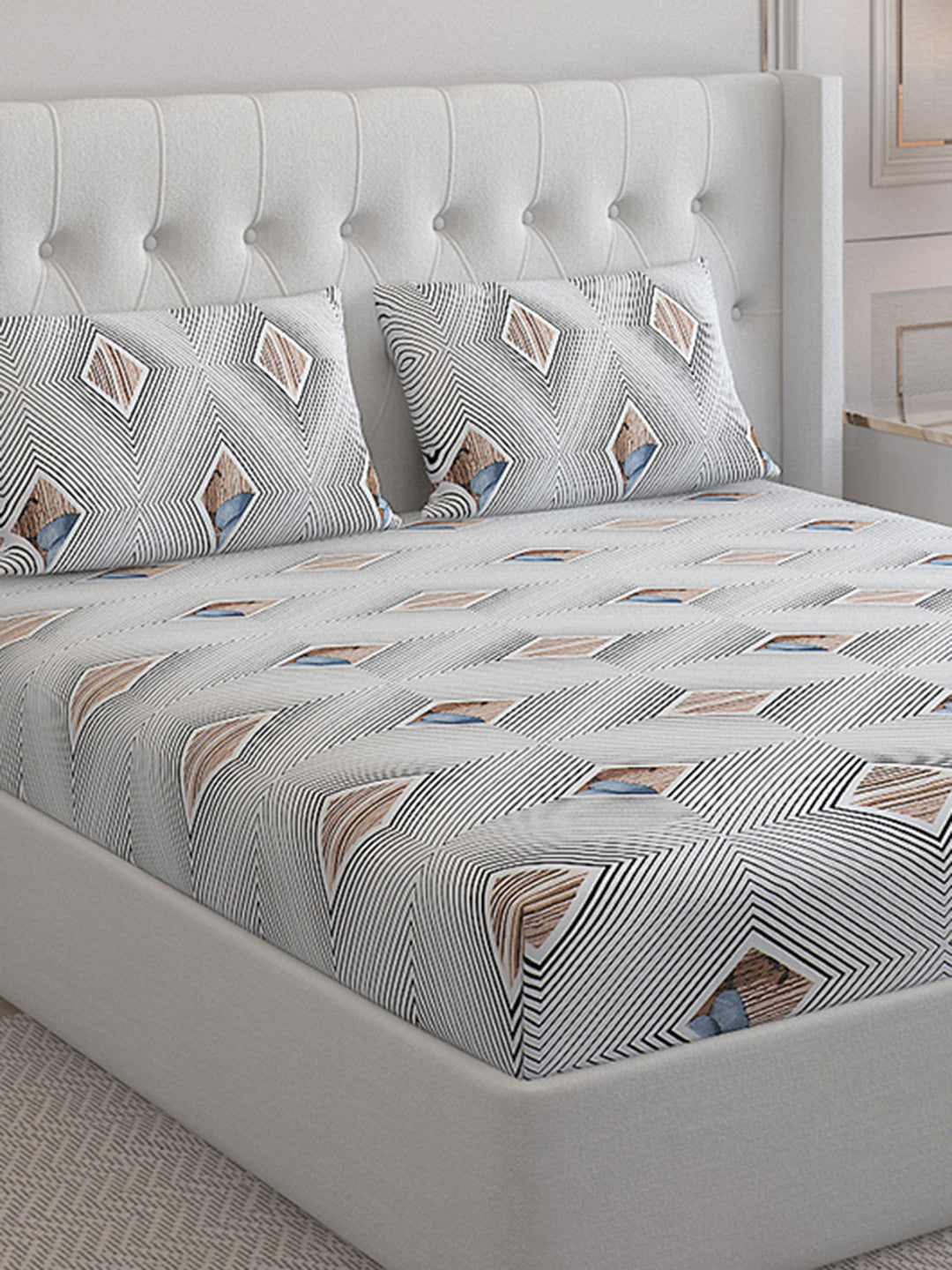 130 GSM Polyester Double Bed Bedsheet with 2 Pillow Covers