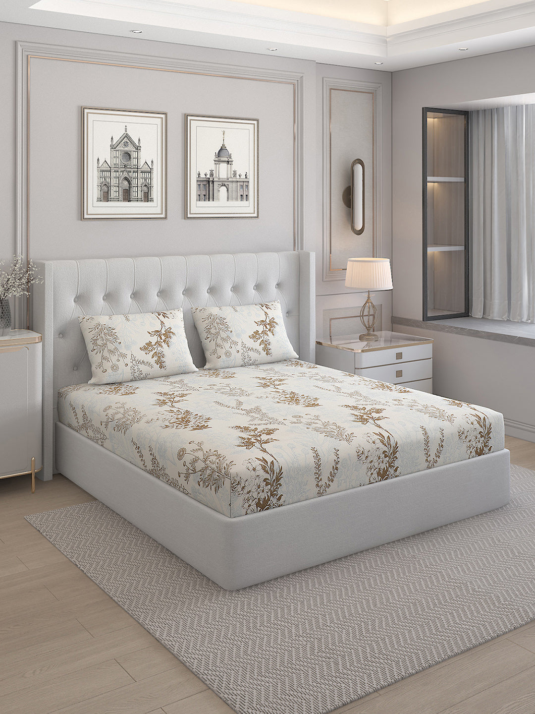 130 GSM Polyester Double Bed Bedsheet with 2 Pillow Covers