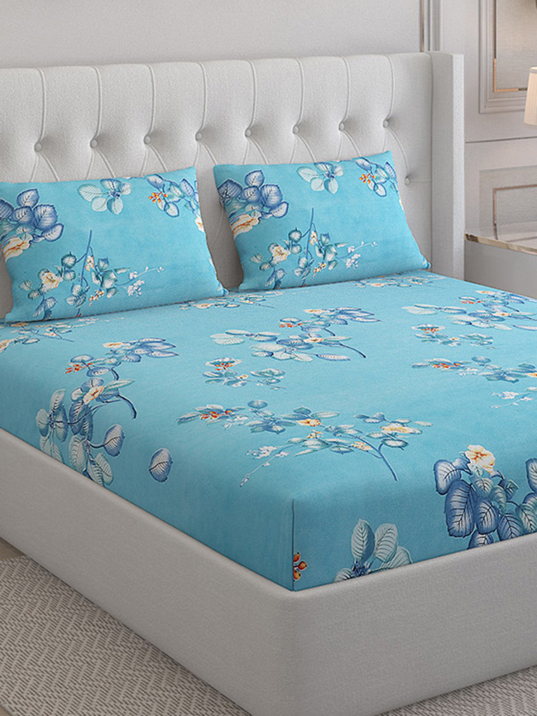 130 GSM Polyester Double Bed Bedsheet with 2 Pillow Covers