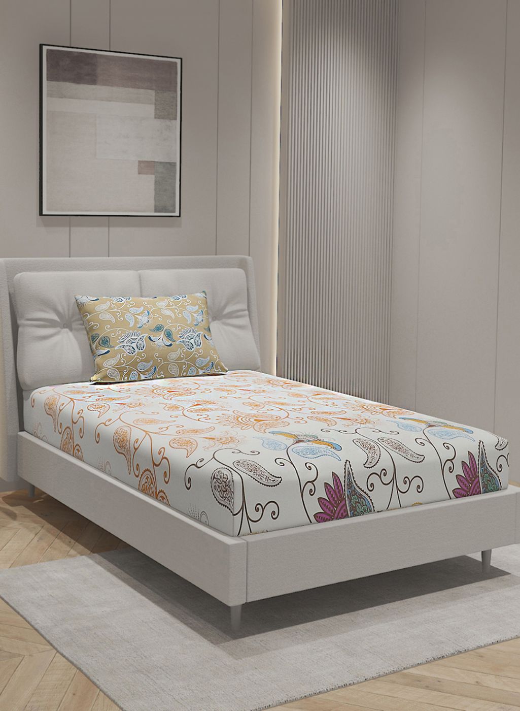 144TC Pure Cotton Single Bedsheet with 1 Pillow Covers