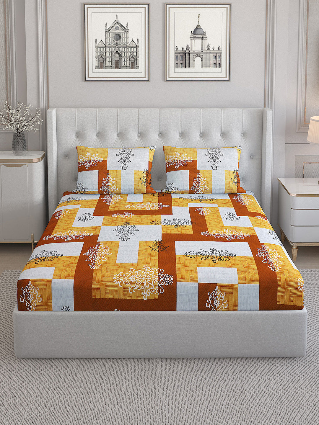 140 TC Cotton Double Bed Bedsheet with 2 Pillow Covers