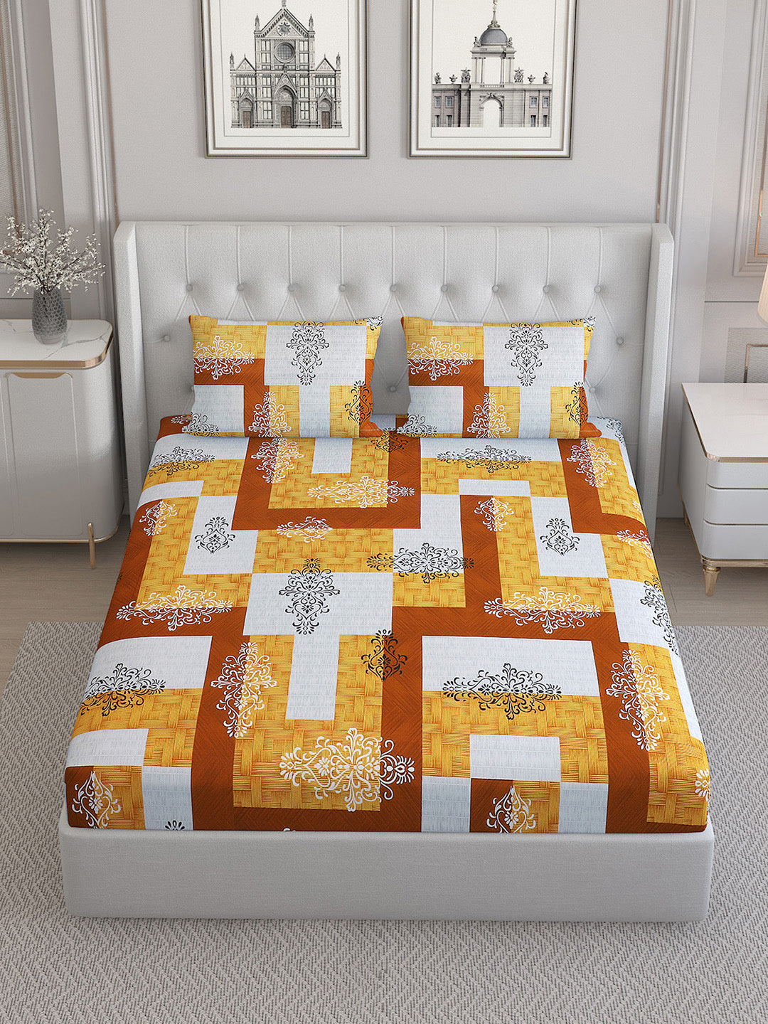140 TC Cotton Double Bed Bedsheet with 2 Pillow Covers