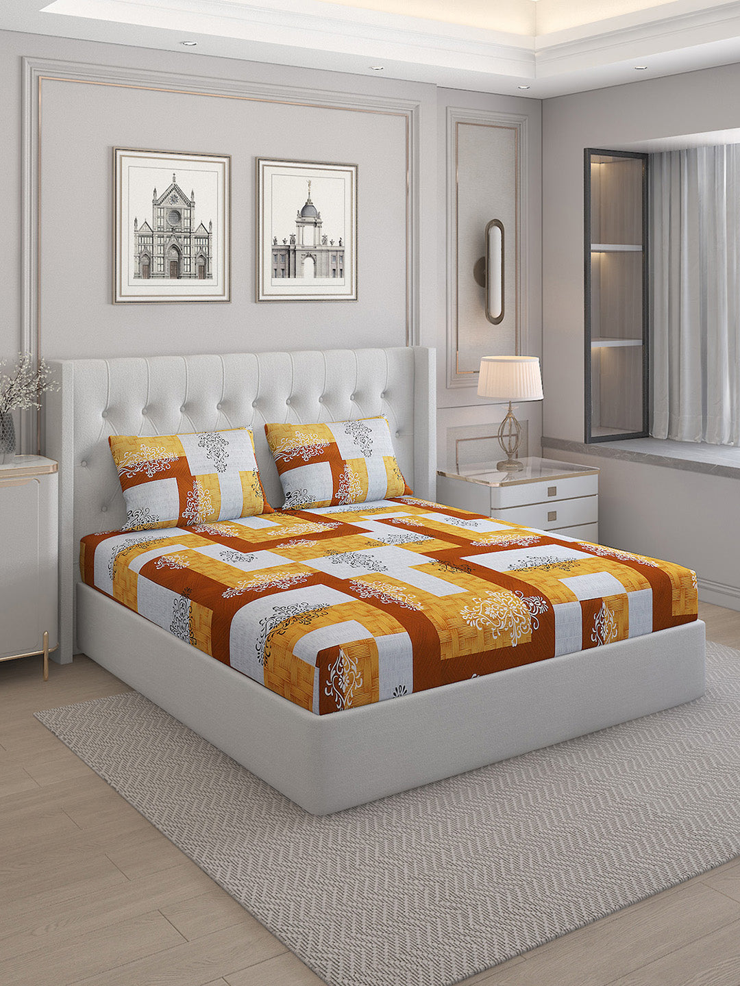 140 TC Cotton Double Bed Bedsheet with 2 Pillow Covers