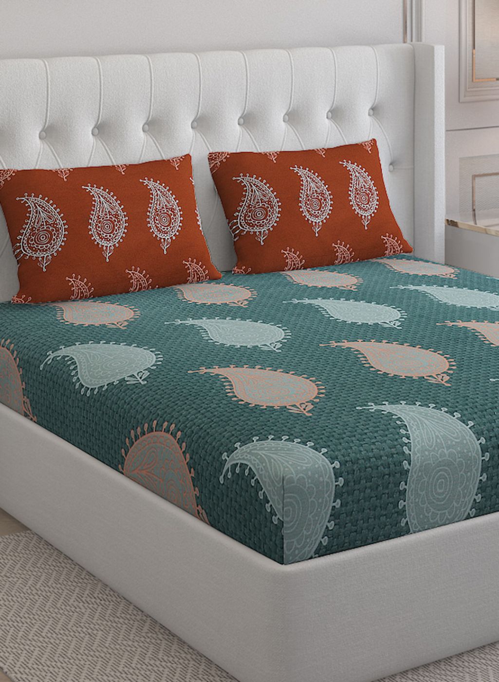 144TC Pure Cotton King Bedsheet with 2 Pillow Covers