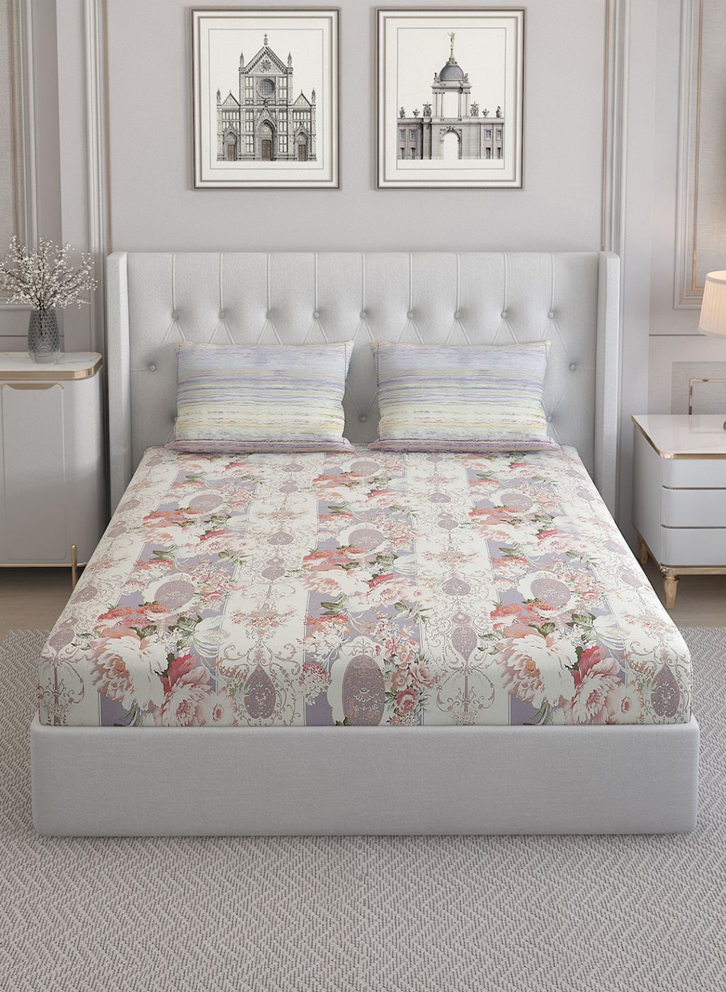 200TC Pure Cotton Queen Bedsheet with 2 Pillow Covers