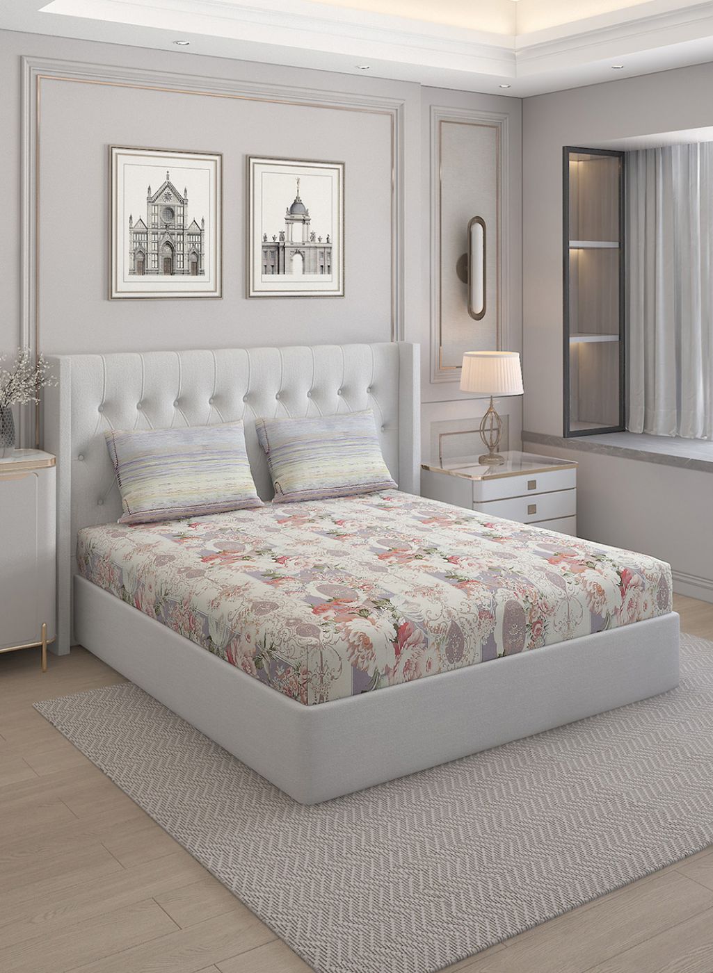 200TC Pure Cotton Queen Bedsheet with 2 Pillow Covers