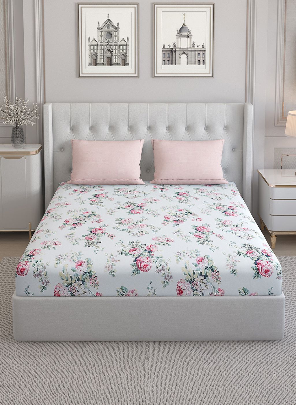 200TC Pure Cotton Queen Bedsheet with 2 Pillow Covers