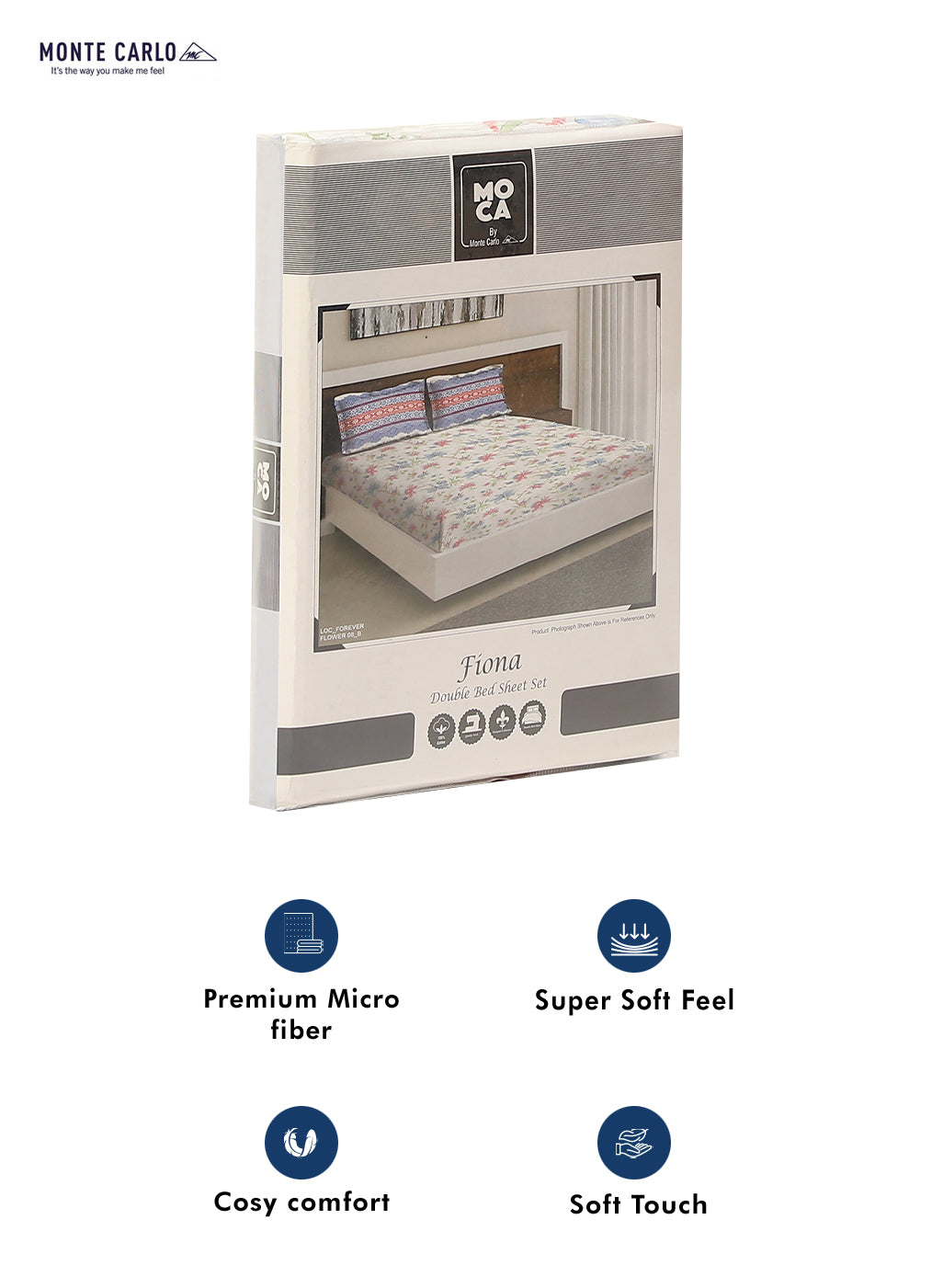 MOCA by Monte Carlo 104 TC Cotton Double Bedsheet with 2 Pillow Covers