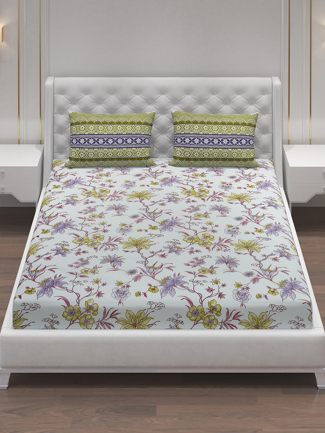 MOCA by Monte Carlo 104 TC Cotton Double Bedsheet with 2 Pillow Covers