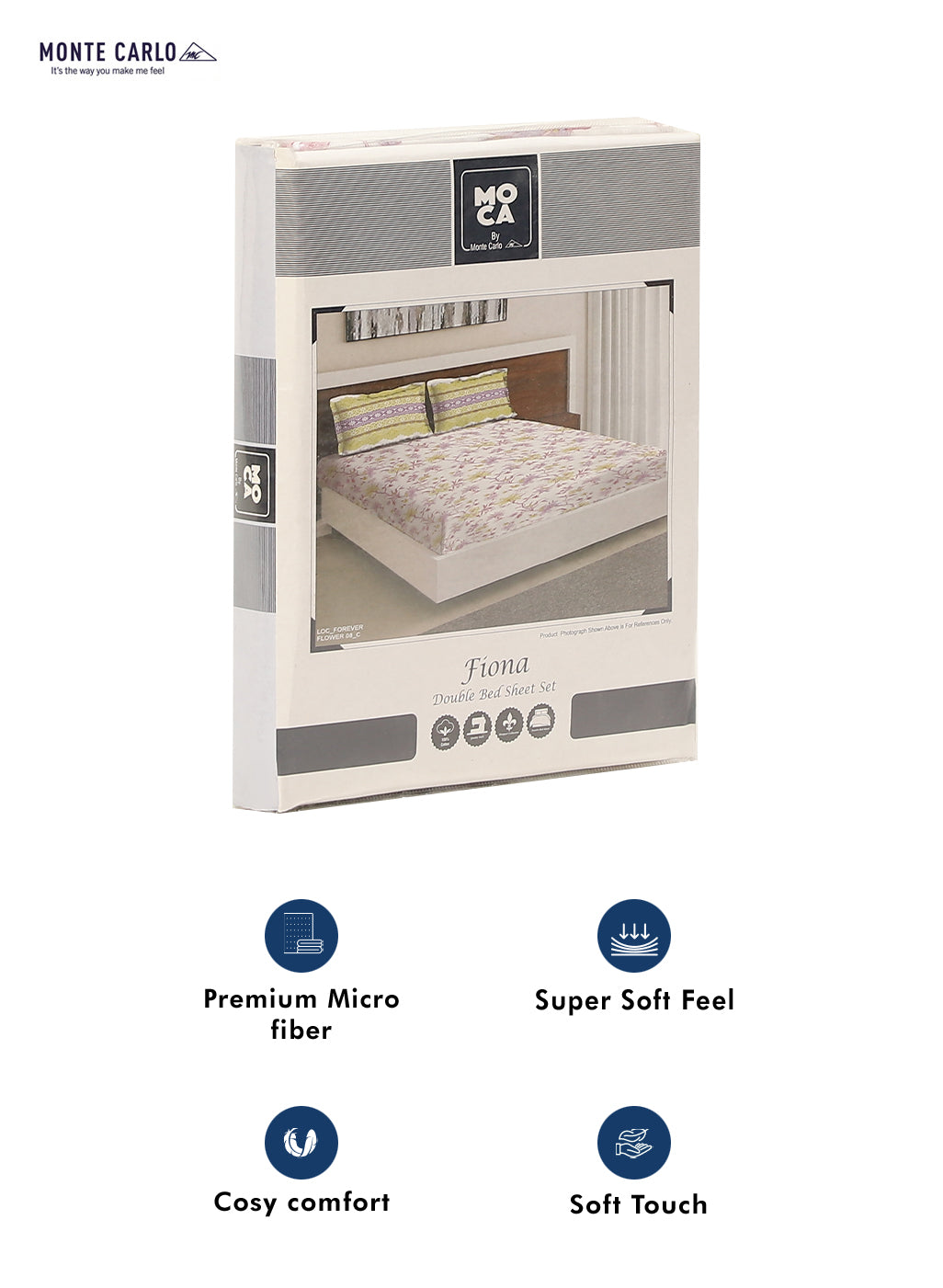 MOCA by Monte Carlo 104 TC Cotton Double Bedsheet with 2 Pillow Covers