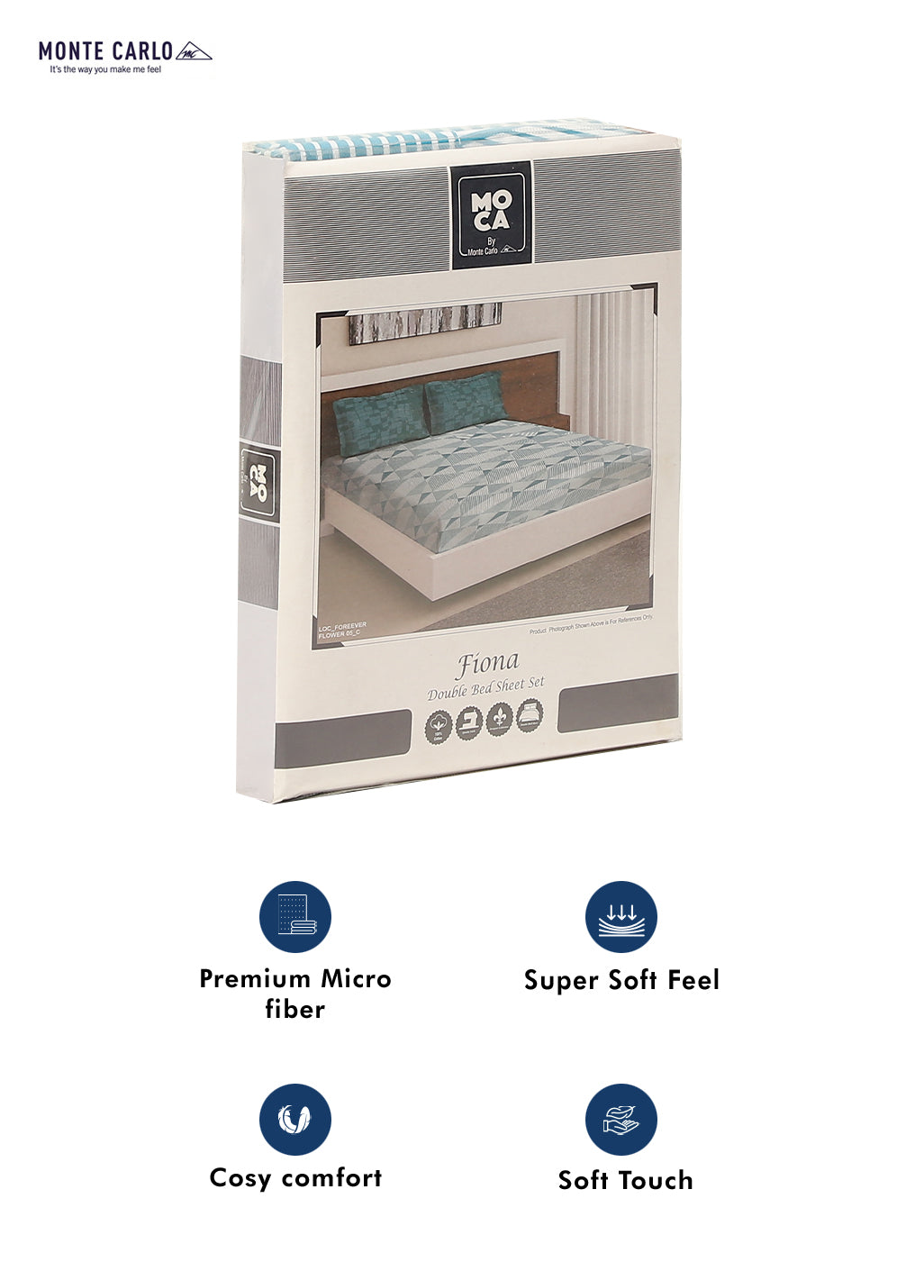 MOCA by Monte Carlo 104 TC Cotton Double Bedsheet with 2 Pillow Covers