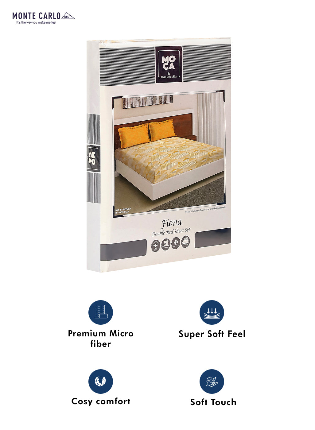 MOCA by Monte Carlo 104 TC Cotton Double Bedsheet with 2 Pillow Covers