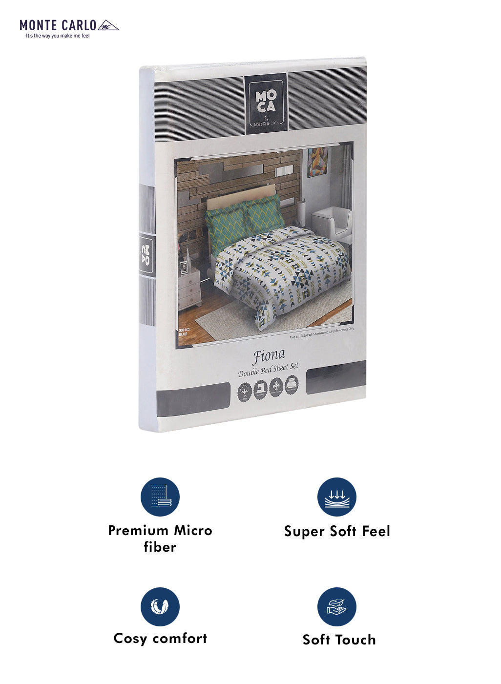 MOCA by Monte Carlo 104 TC Cotton Double Bedsheet with 2 Pillow Covers