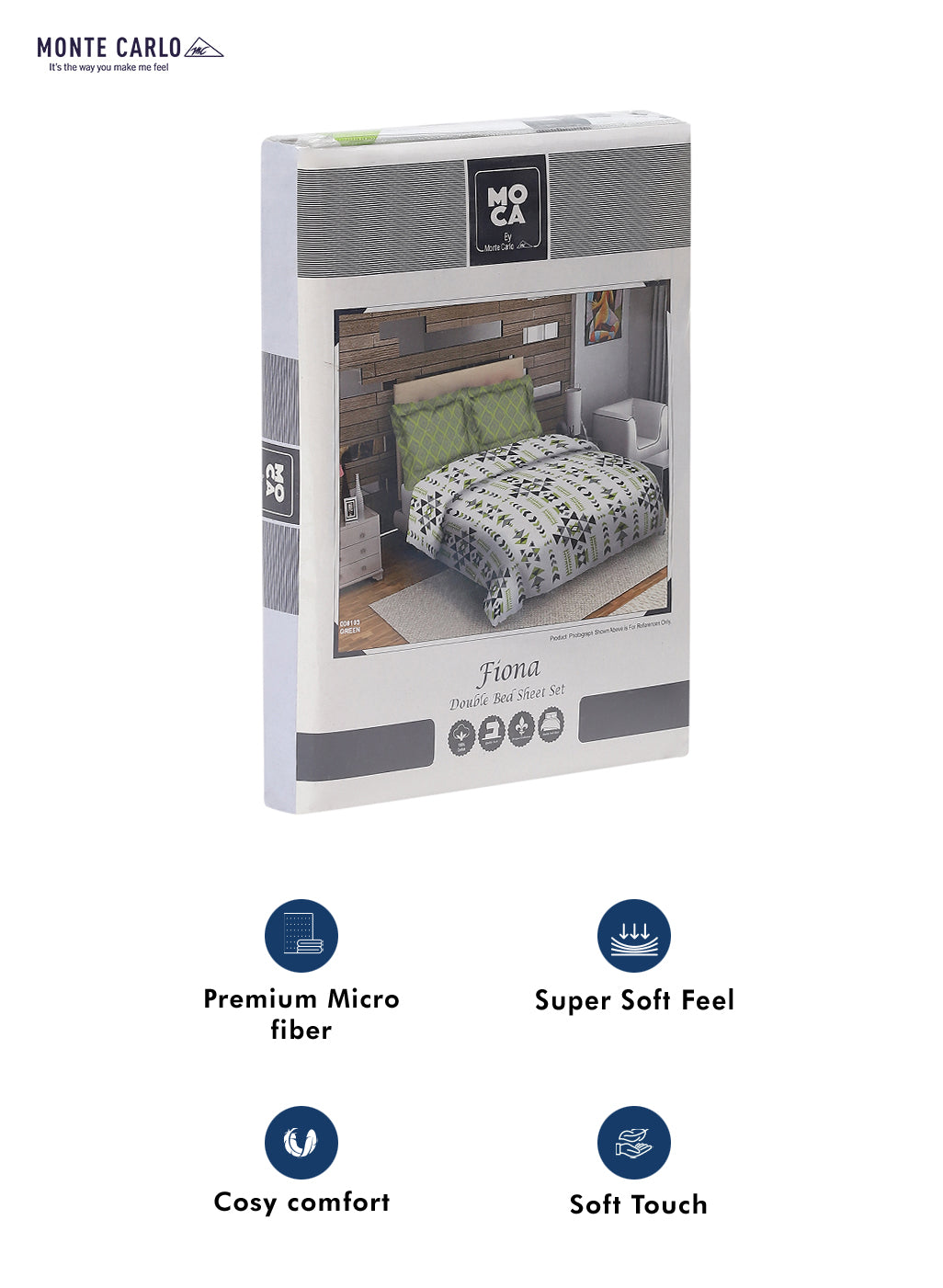 MOCA by Monte Carlo 104 TC Cotton Double Bedsheet with 2 Pillow Covers