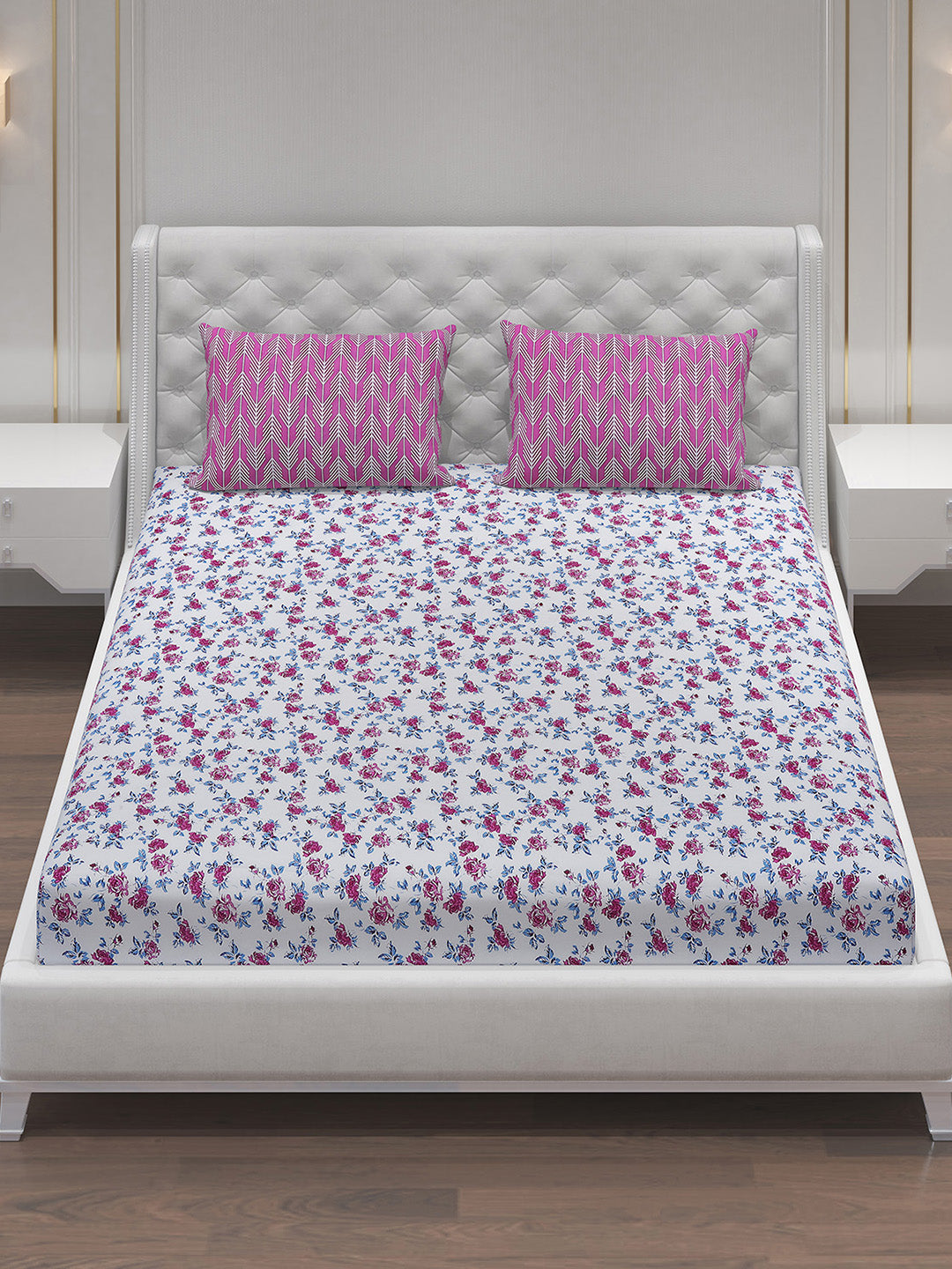 MOCA by Monte Carlo 104 TC Cotton Double Bedsheet with 2 Pillow Covers