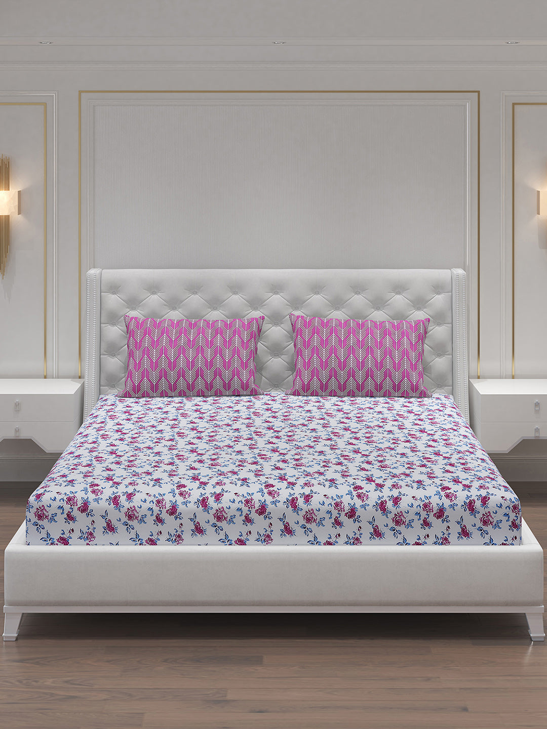 MOCA by Monte Carlo 104 TC Cotton Double Bedsheet with 2 Pillow Covers