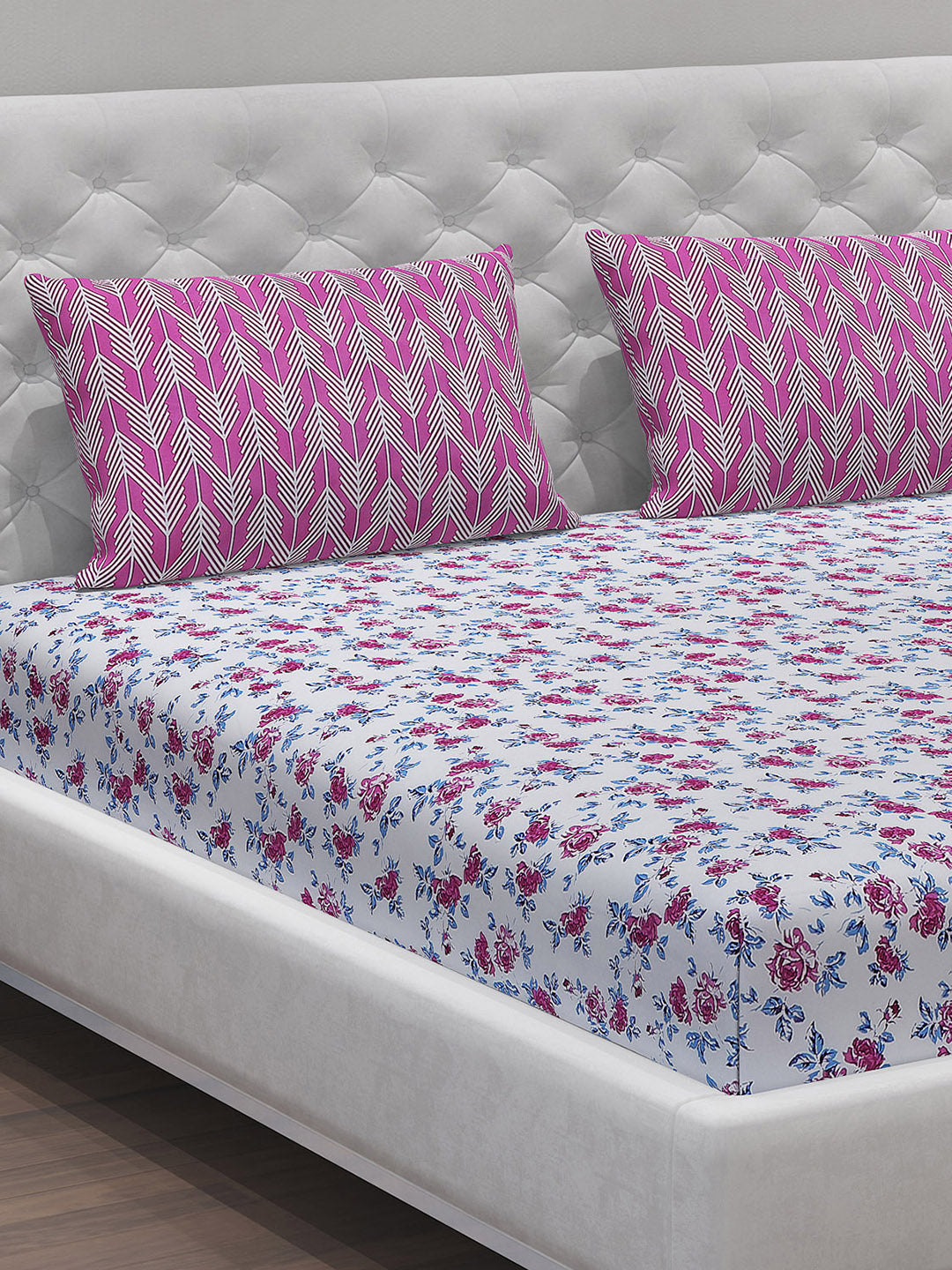 MOCA by Monte Carlo 104 TC Cotton Double Bedsheet with 2 Pillow Covers