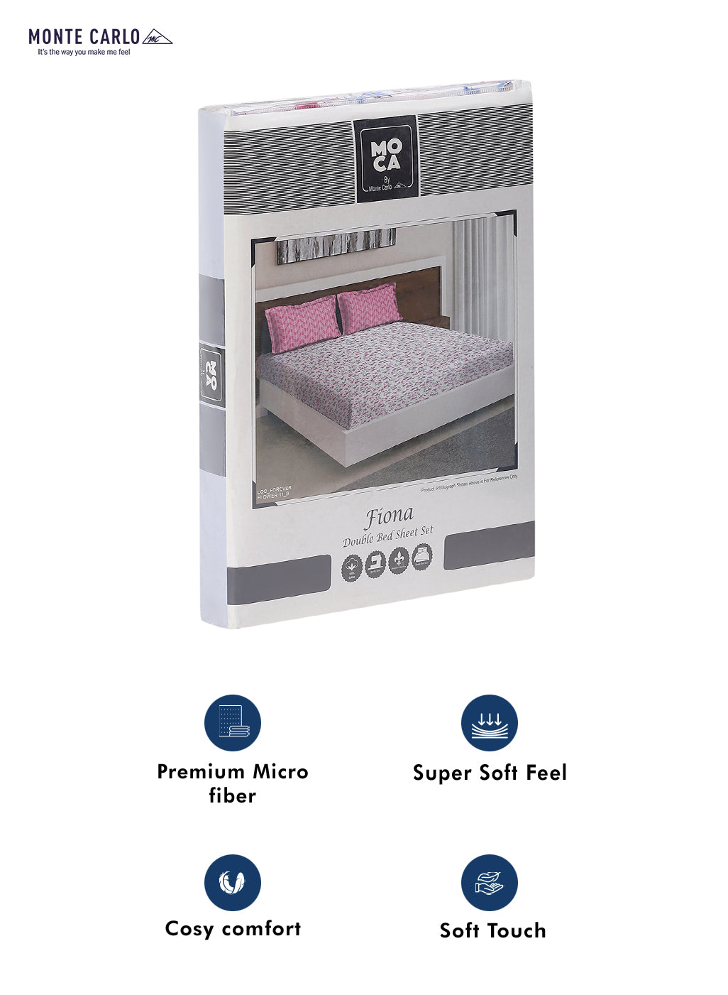 MOCA by Monte Carlo 104 TC Cotton Double Bedsheet with 2 Pillow Covers