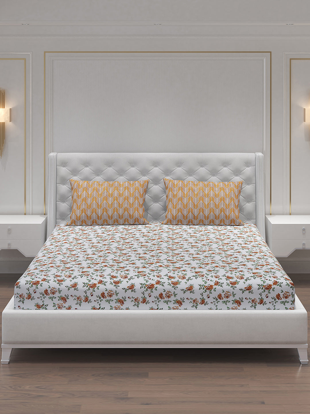 MOCA by Monte Carlo 104 TC Cotton Double Bedsheet with 2 Pillow Covers
